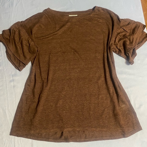 J. Jill 100% Linen Brown Short Sleeve T-Shirt Relaxed Fit - Picture 12 of 13